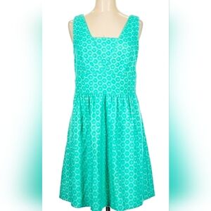 The Limited Aqua Green Patterned‎ Fit & Flare Cocktail Dress w Pockets Size 10